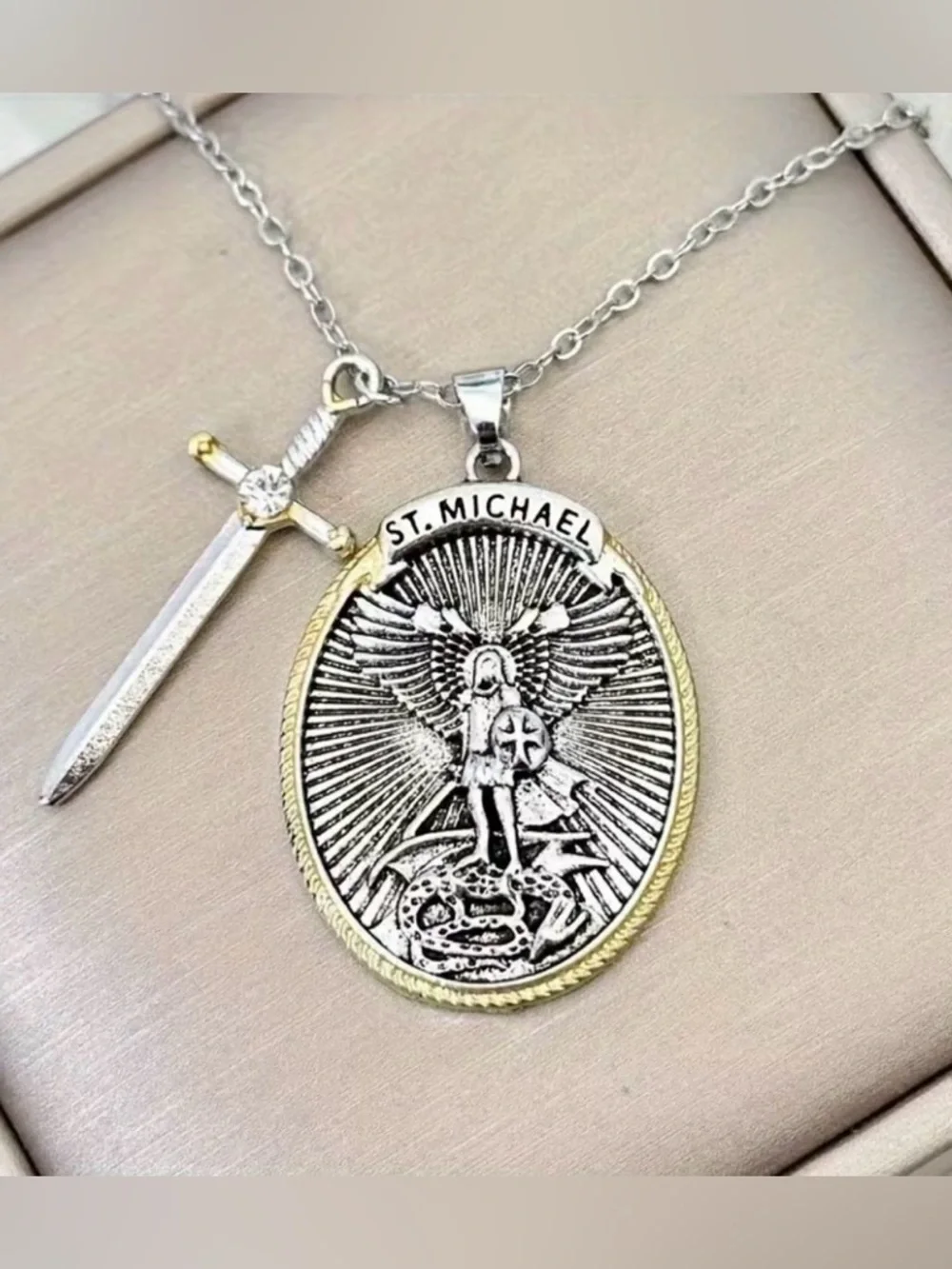 NEW Saint St. Michael Medal Archangel of Protection Necklace Police Catholic